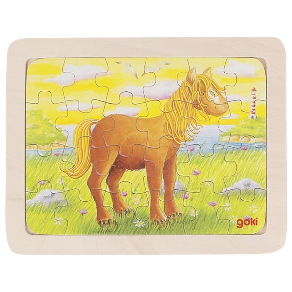 Goki drevené puzzle Kôň