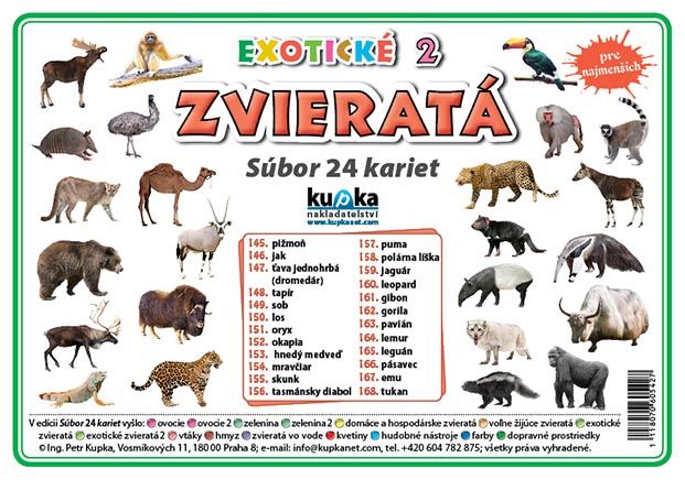 Súbor 24 kariet  - Exotické zvieratá 2