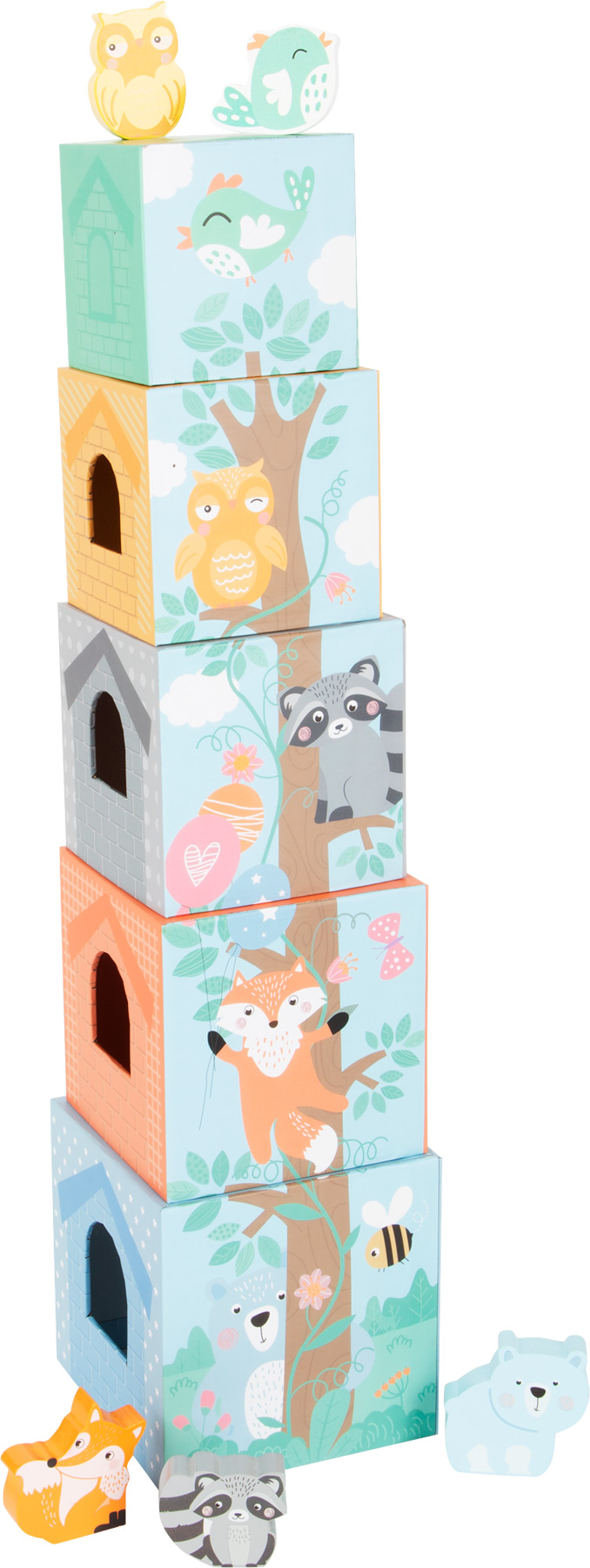 Legler Stohovacia veža zvieratká v domčekoch