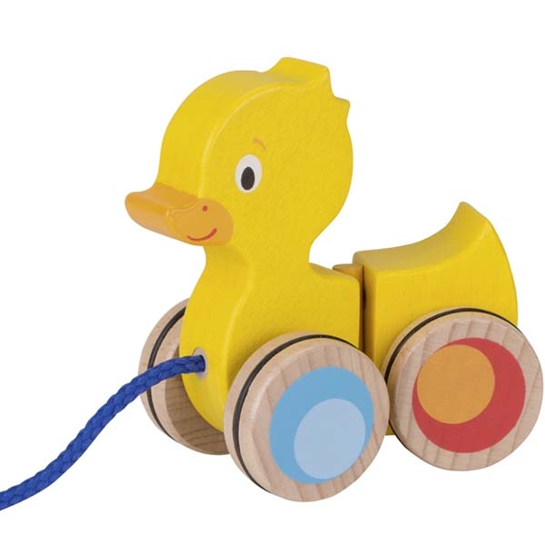 Goki drevená žltá kačička na ťahanie