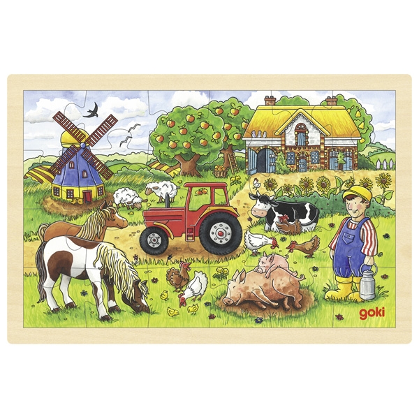 Goki drevené puzzle Farma p. Millera