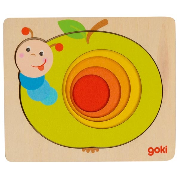 Goki puzzle vrstvené - húsenica v jablku