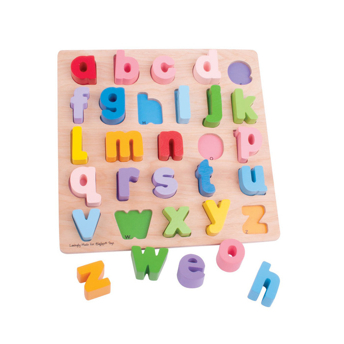Bigjigs drevené puzzle malá tlačená abeceda 