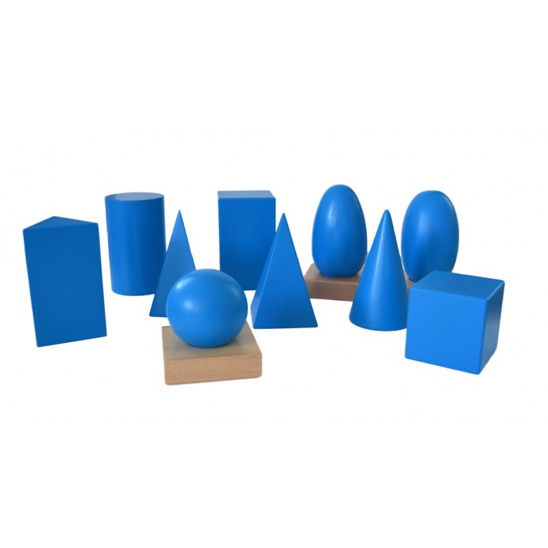 Montessori Geometrické telesá s podstavcom v krabici