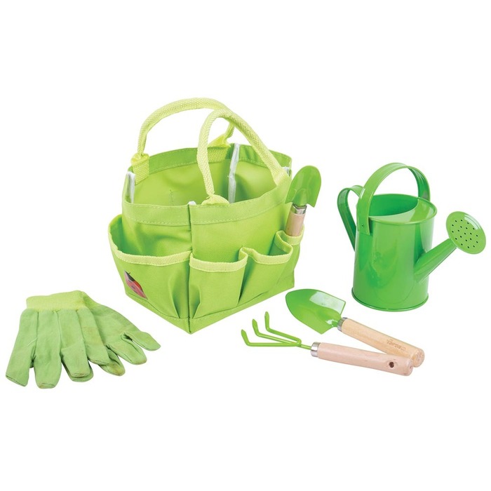 Bigjigs Zelená záhradná taška vrátane náradia