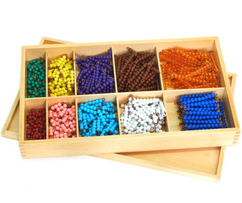 Montessori Farebné perlové schody 1-10, 55 sád