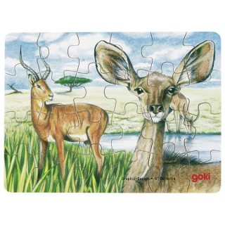 Goki drevené mini puzzle Antilopa