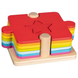 Goki drevené puzzle tvary a farby