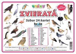 Súbor 24 kariet  - zvieratá - Vtáky