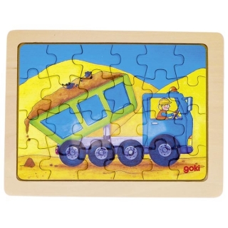 Goki drevené puzzle Nákladné auto 24 dielikov