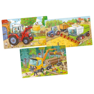 Goki Puzzle  poľnohospodárke vozidlá - 3 motívy